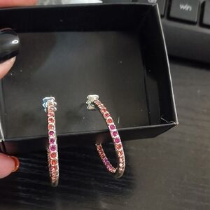 Multi-Color Crystal Hoop Earrings - Women Jewelry